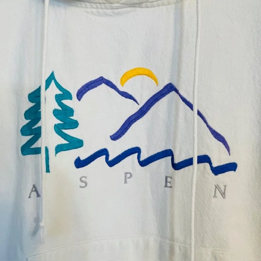 Vintage Crazy Shirts 100% Cotton Hoodie Embroidered Aspen Mountains Small - Picture 3 of 9